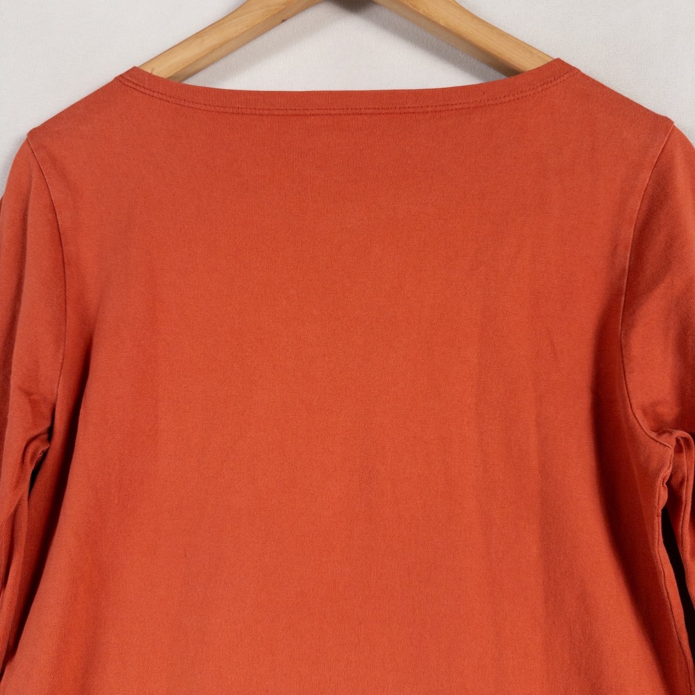 Garnet Hill Tunic Dress Sz 8 Orange Organic Cotton Jersey Knit 3/4 Sleeve Casual - Picture 4 of 8